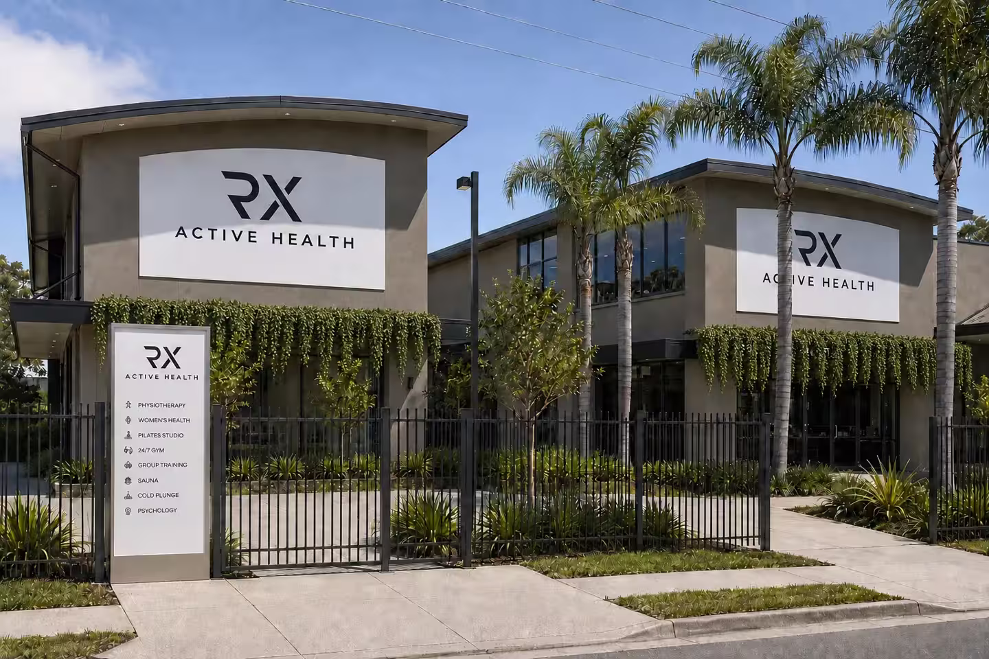 The new RX Active Health buildings with exterior signage